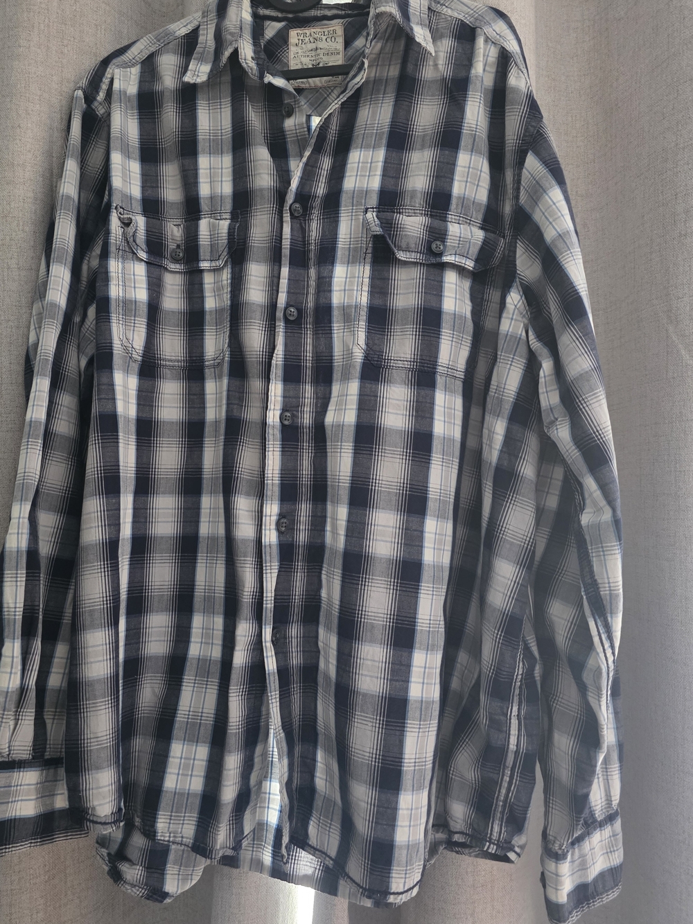 Wrangler Black & White Plaid Button-Up Shirt